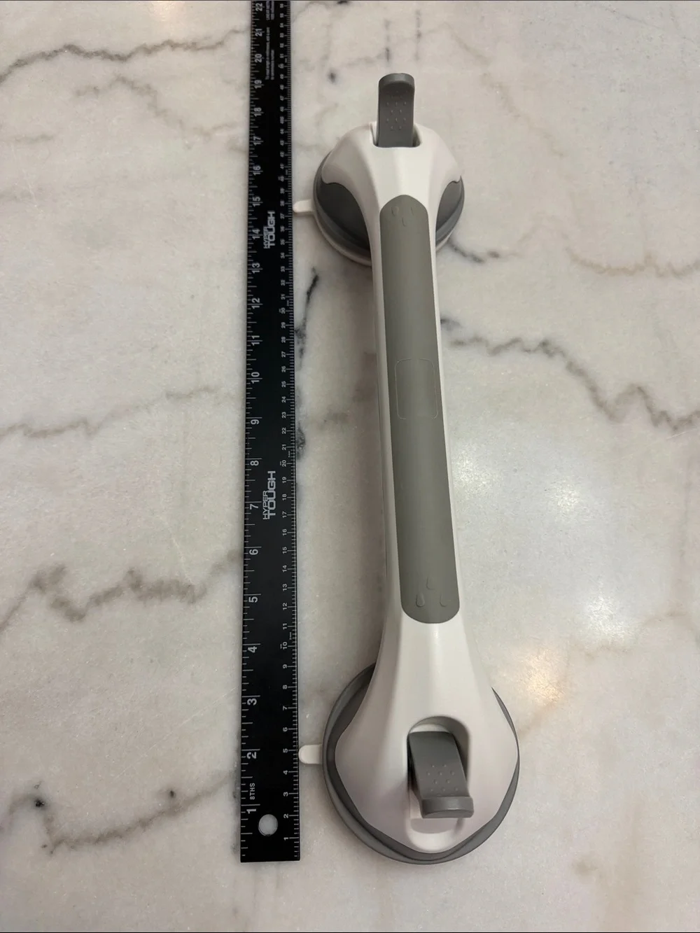 White and Gray Suction Grab Bar for Bathroom Safety